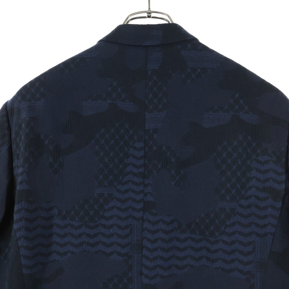 Neil Barrett(ニール バレット) 総柄 コットンテーラードジャケット ネイビー/ブラック BGI177 A060