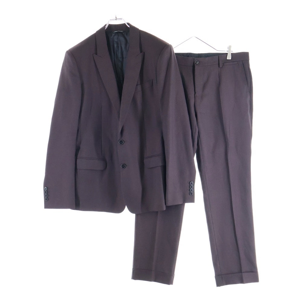 DOLCE & GABBANA(ドルチェアンドガッバーナ) コットン セットアップスーツ ナローラペル シングルテーラードジャケット テーパードスラックスパンツ ブラウン