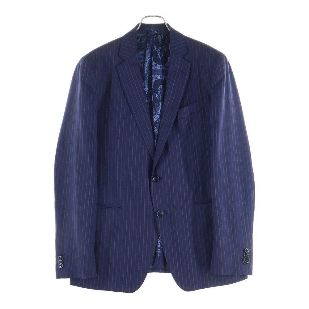 ETRO(エトロ) ストライプ セットアップスーツ シングルテーラードジャケット ウールテーパードスラックスパンツ ブラック/パープル