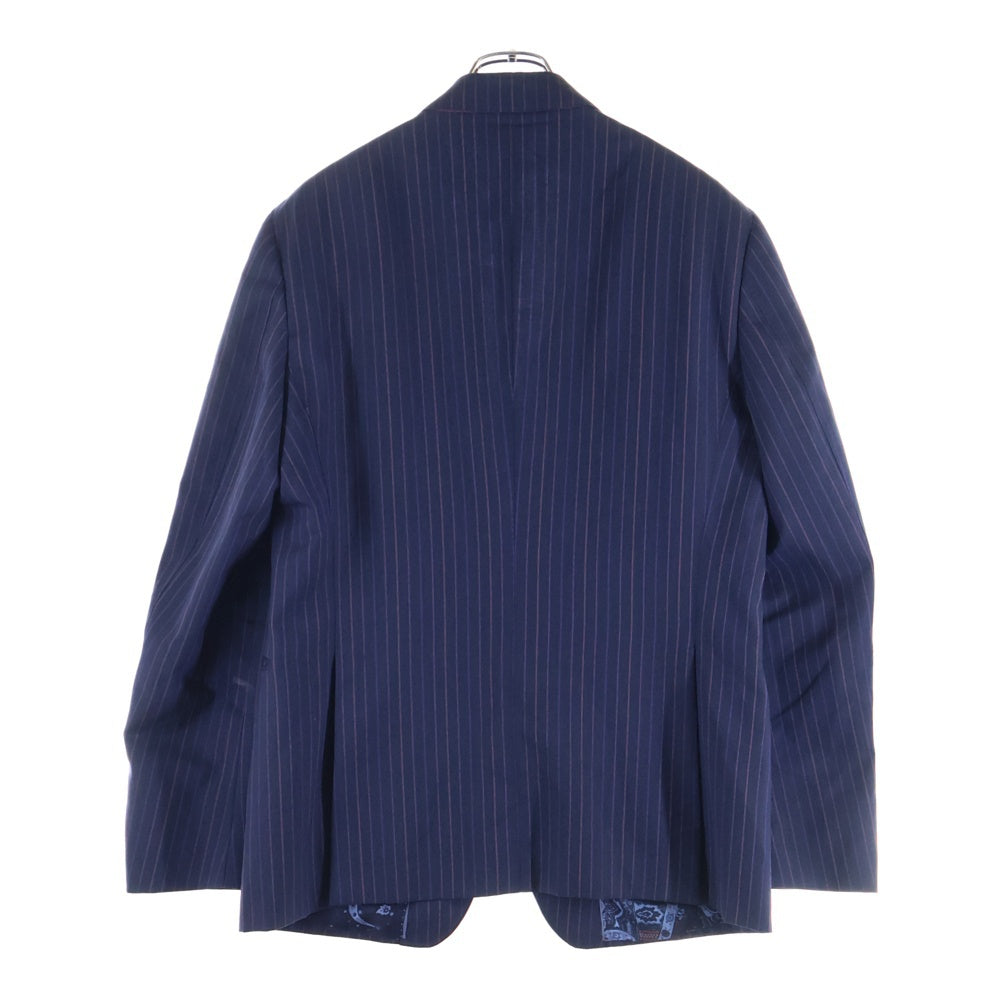 ETRO(エトロ) ストライプ セットアップスーツ シングルテーラードジャケット ウールテーパードスラックスパンツ ブラック/パープル