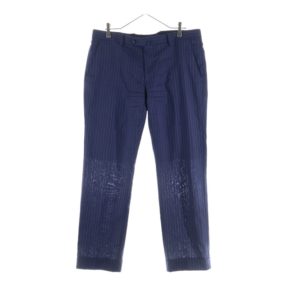 ETRO(エトロ) ストライプ セットアップスーツ シングルテーラードジャケット ウールテーパードスラックスパンツ ブラック/パープル