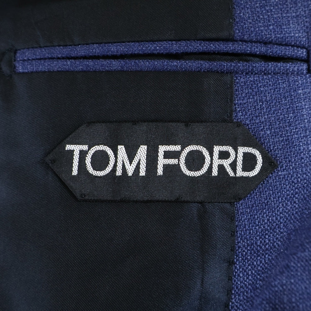 TOM FORD(トムフォード) シルク混 シングルウールテーラードジャケット ブルー 15DD40