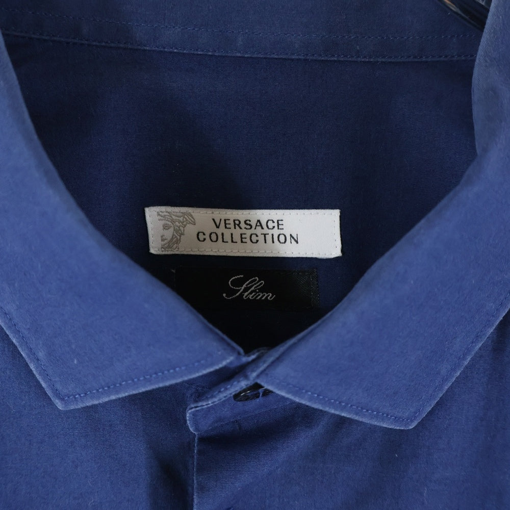 VERSACE(ヴェルサーチ) 0ポケット ロングスリーブ コットンシャツ ブルー