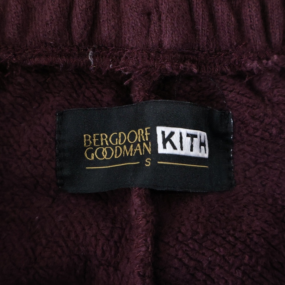 KITH(キス) ×BERGDORF GOODMAN バーグドルフ グッドマン ロゴ刺繍 イージースウェットジョガーパンツ レッド KH6130