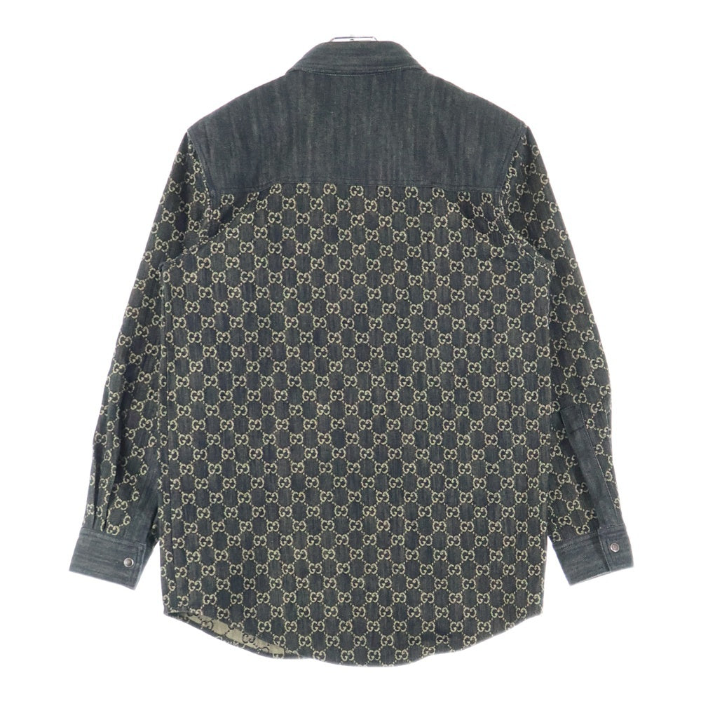 GUCCI(グッチ) GGジャガード ロングスリーブ ボタンデニムシャツ ブラック 669613