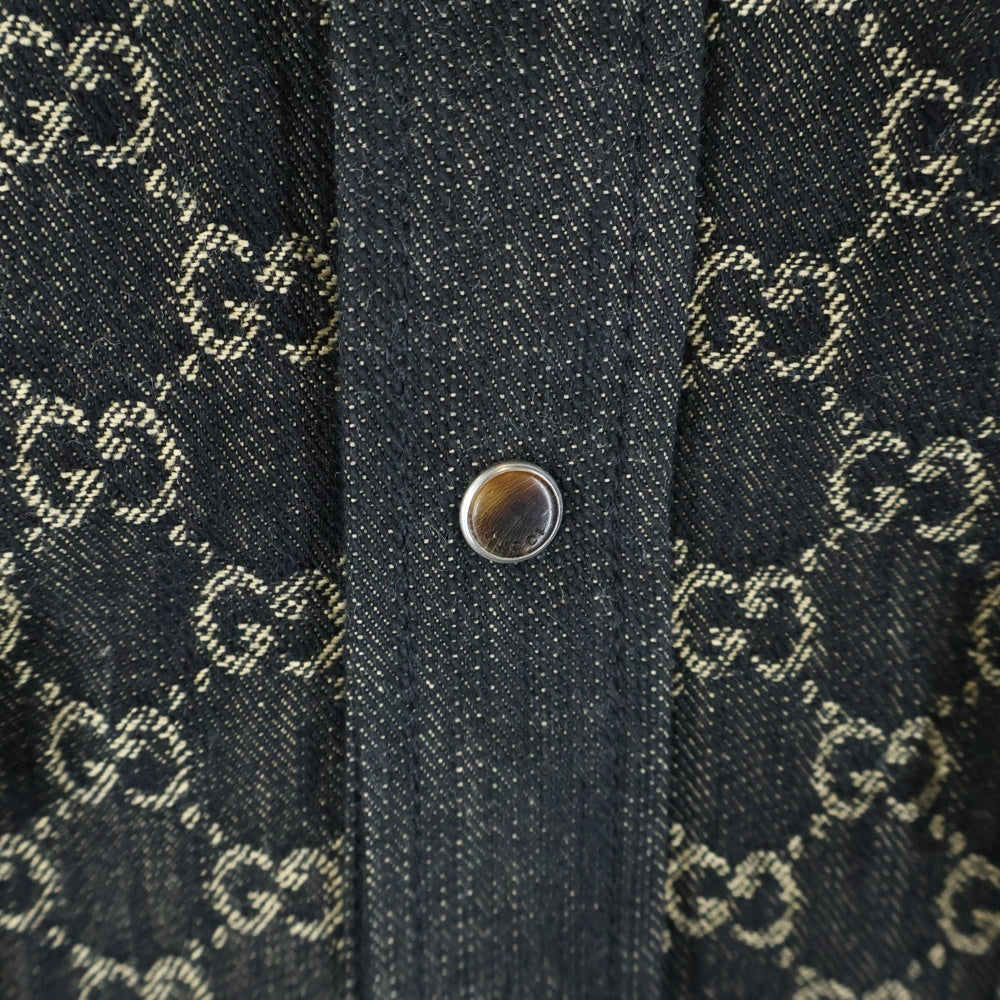 GUCCI(グッチ) GGジャガード ロングスリーブ ボタンデニムシャツ ブラック 669613