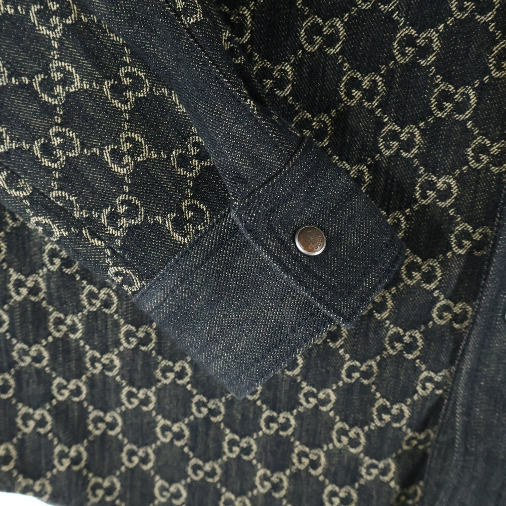 GUCCI(グッチ) GGジャガード ロングスリーブ ボタンデニムシャツ ブラック 669613
