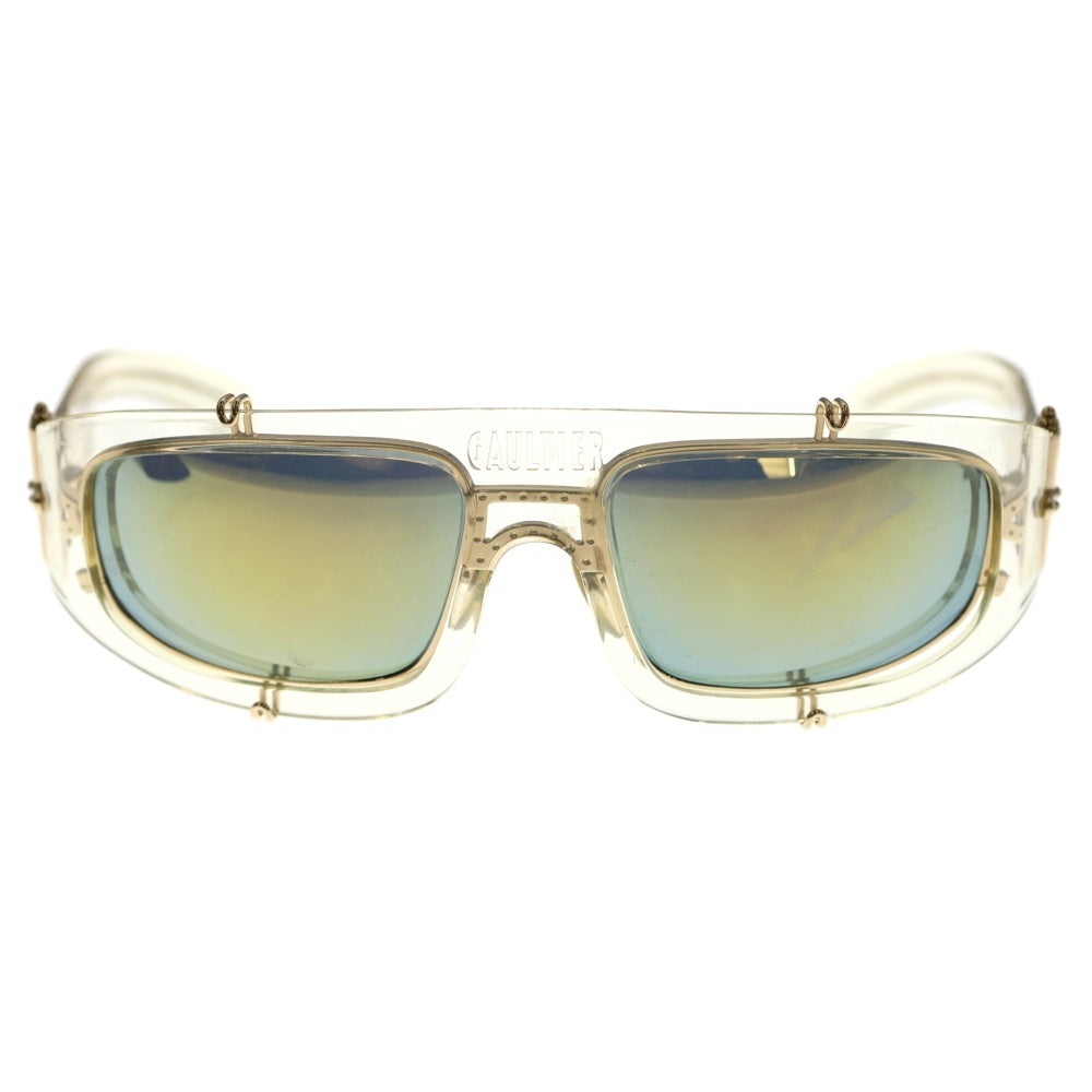 Jean Paul GAULTIER(ジャンポールゴルチエ) 90S VINTAGE CRYSTAL ヴィンテージ クリスタル 異素材フレームドッキング サングラス 眼鏡 アイウェア ゴールド 3058-J-M