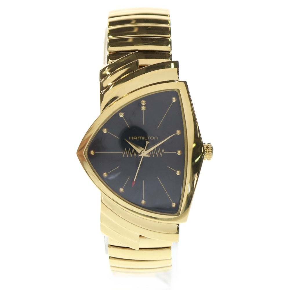 HAMILTON(ハミルトン) ベンチュラ クウォーツ ブラック文字盤 電池式 腕時計 ゴールド/ブラック H24301131