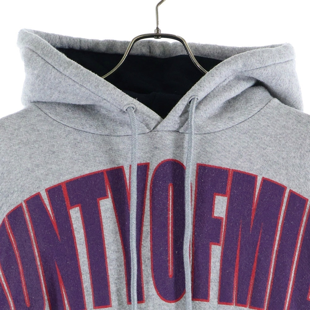 MARCELO BURLON(マルセロバーロン) フロントロゴプリント プルオーバーフーディー パーカー スウェット グレー CMBB073F19B37011