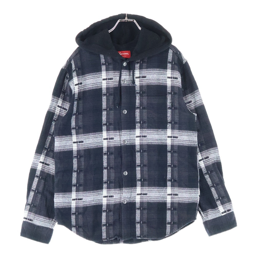 SUPREME(シュプリーム) 18AW Hooded Jacquard Flannel Shirt フーデッド ジャカード フランネル 長袖 シャツ ブラック