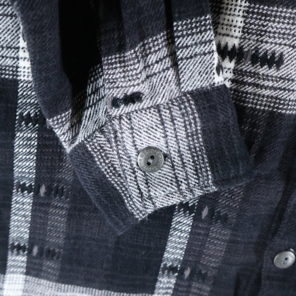 SUPREME(シュプリーム) 18AW Hooded Jacquard Flannel Shirt フーデッド ジャカード フランネル 長袖 シャツ ブラック