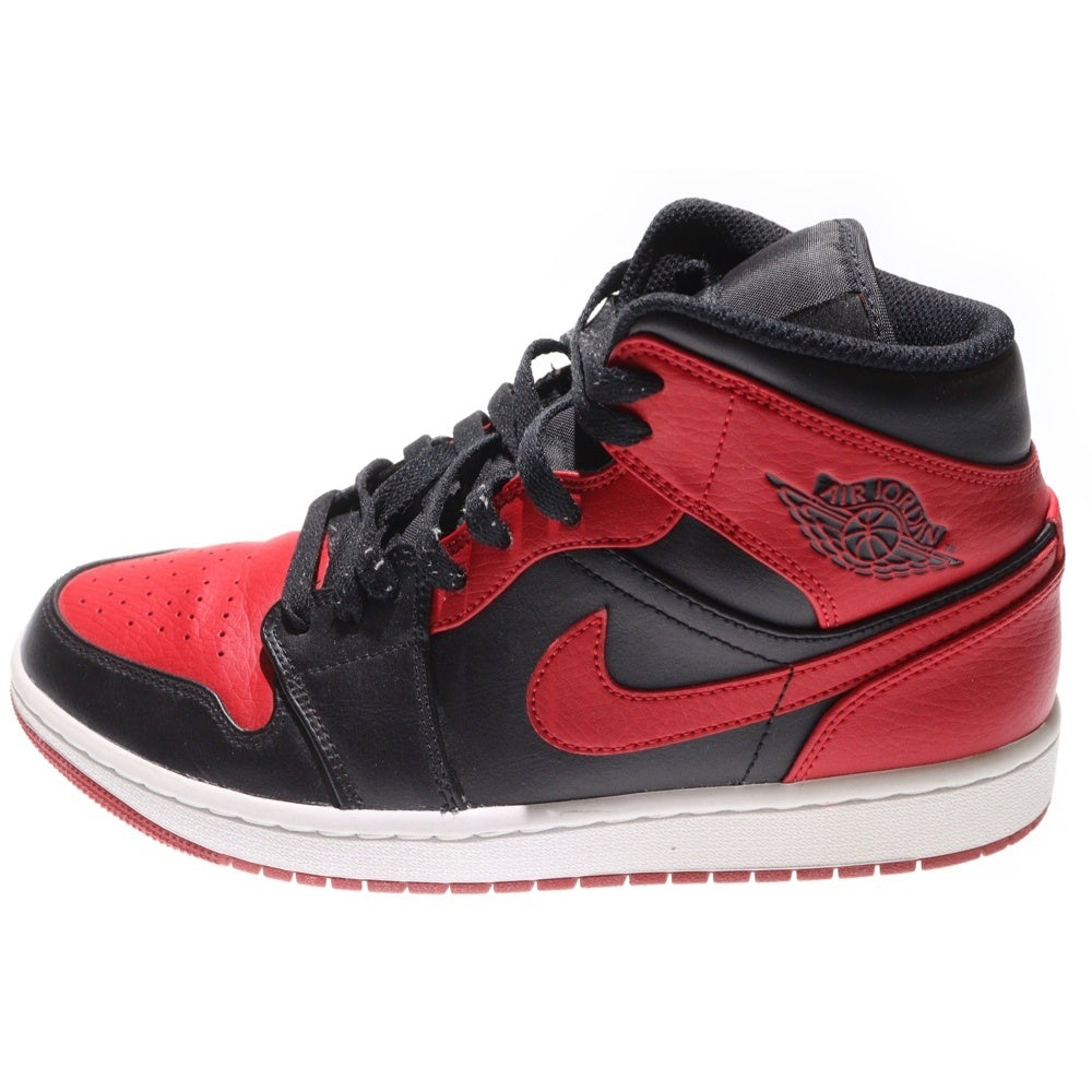 NIKE(ナイキ) AIR JORDAN 1 MID BRED エアジョーダン1 ブレッド ミッドカットスニーカー ブラック/レッド US9/27cm 554724-074