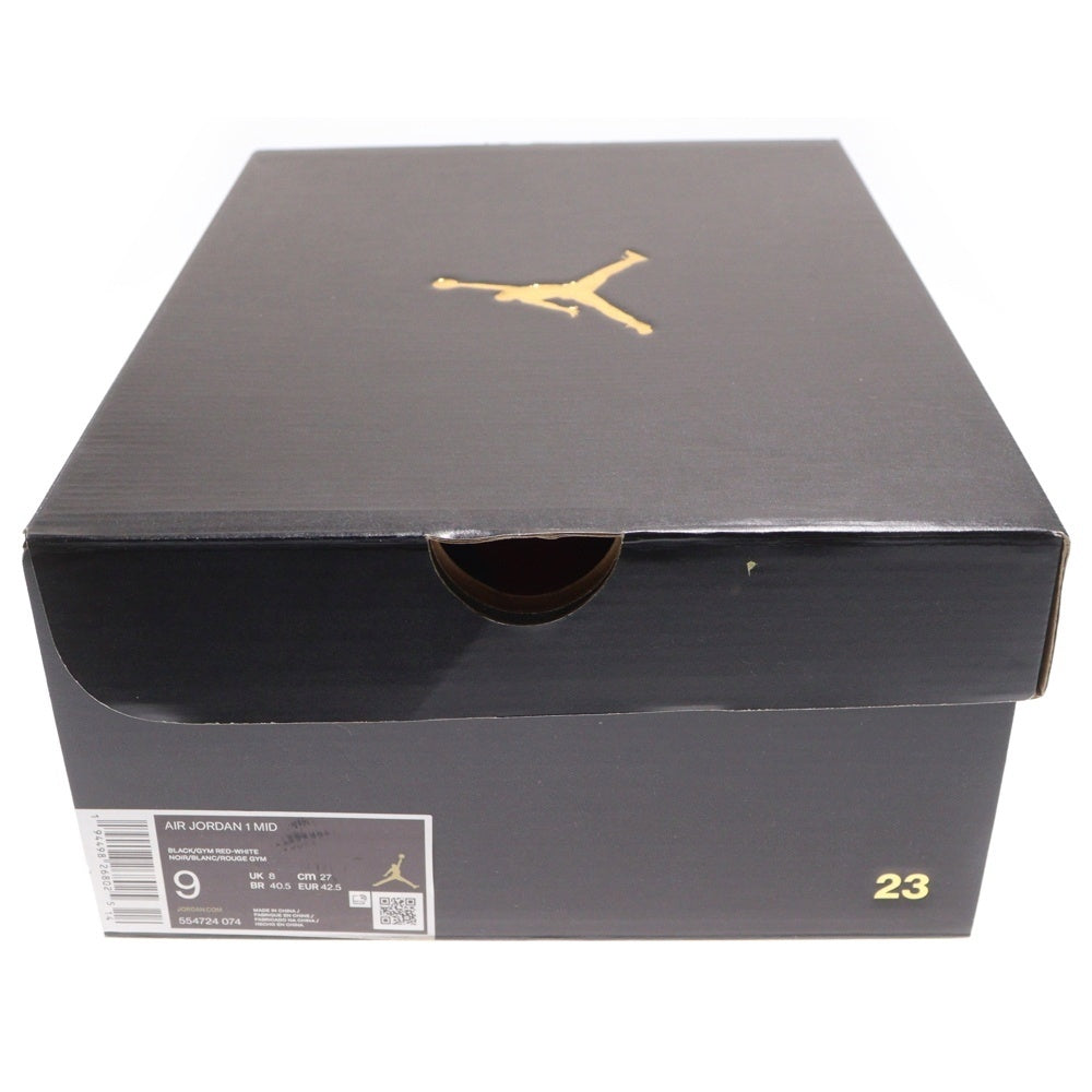 NIKE(ナイキ) AIR JORDAN 1 MID BRED エアジョーダン1 ブレッド ミッドカットスニーカー ブラック/レッド US9/27cm 554724-074