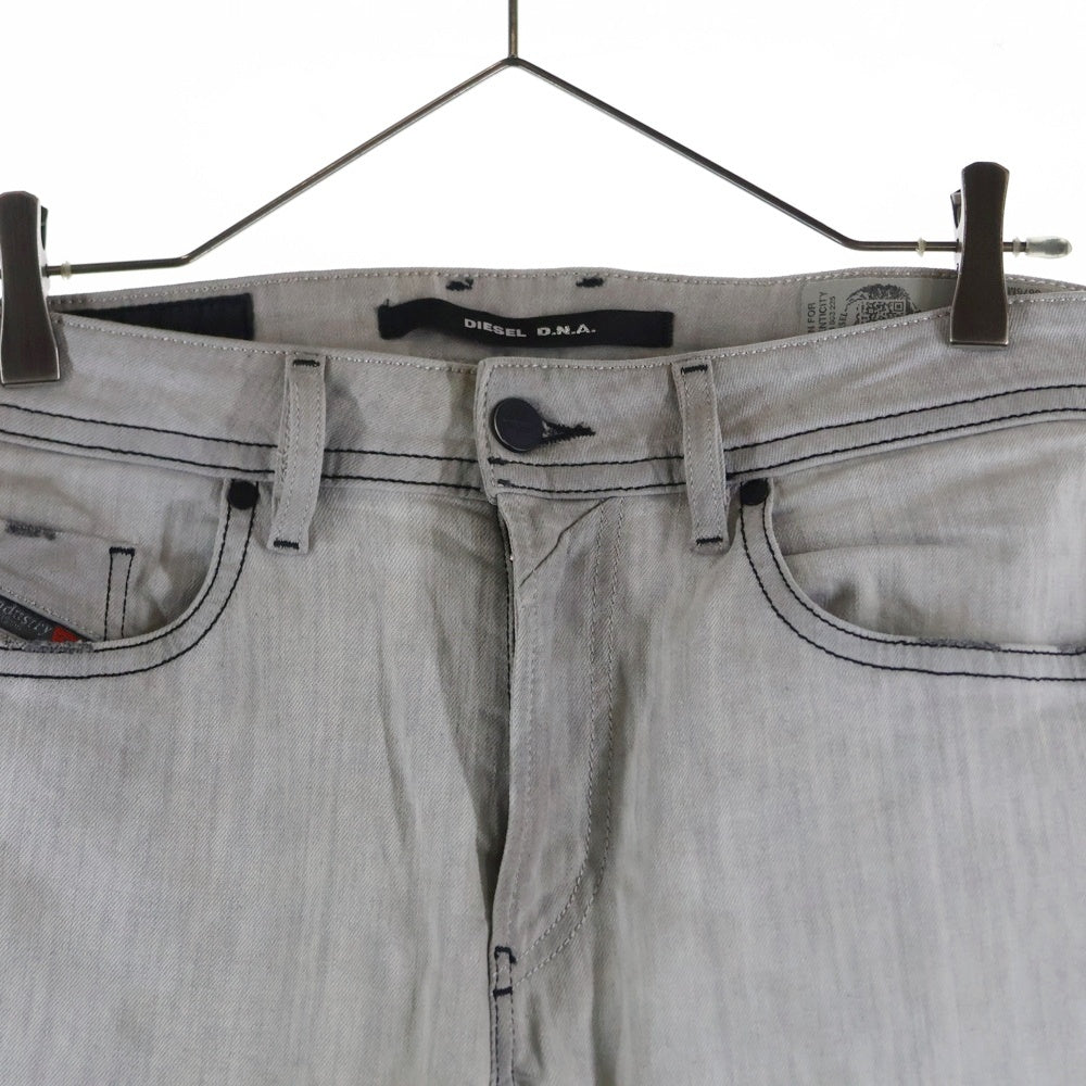 DIESEL(ディーゼル) ブレイブマンロゴ マルチポケット ジップアップ ダメージ加工 スキニーパンツ グレー