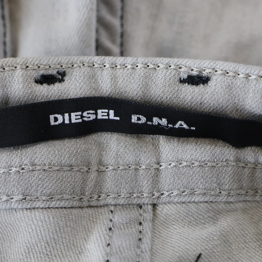 DIESEL(ディーゼル) ブレイブマンロゴ マルチポケット ジップアップ ダメージ加工 スキニーパンツ グレー