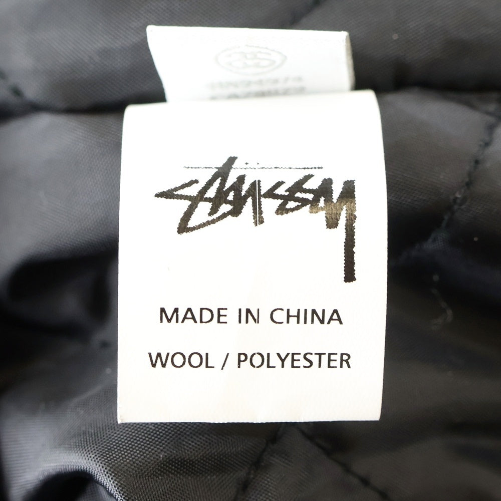 STUSSY(ステューシー) VARSITY JACKET 両面エンブロイダリーデザイン ダブルポケット バーシティー スタジアムジャンパー ブラック