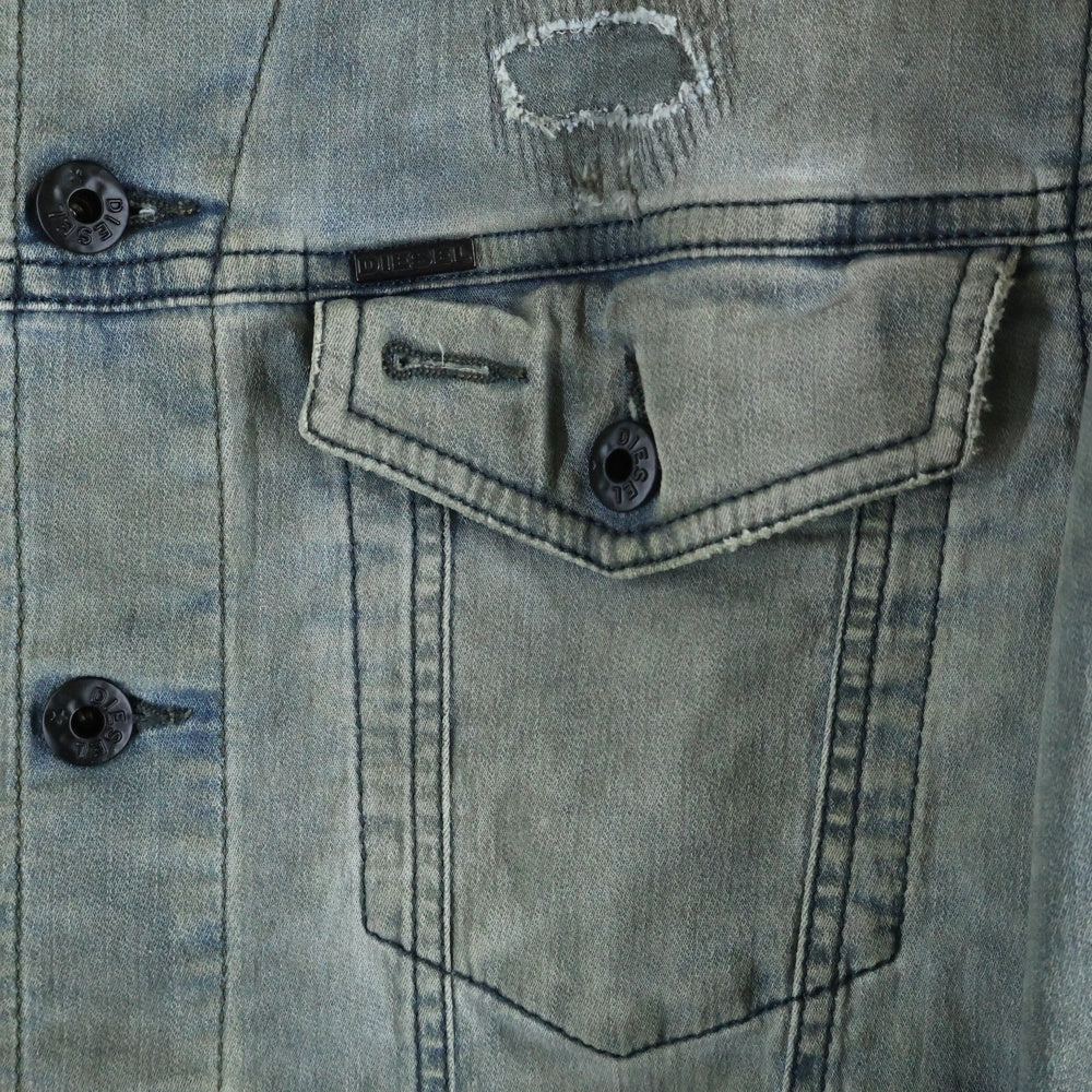 DIESEL(ディーゼル) クラッシュデザイン ダメージ加工 マルチポケット デニムジャケット インディゴ