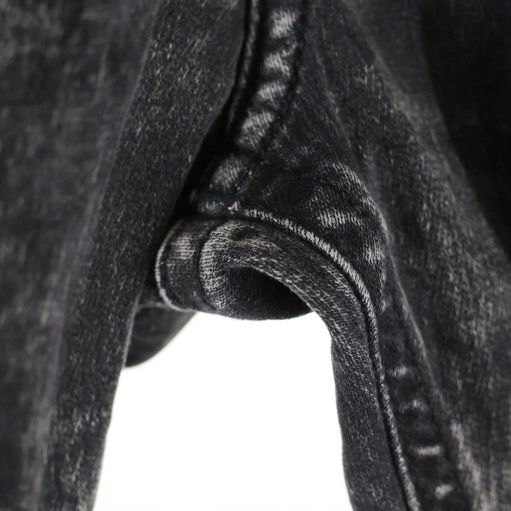 DIESEL(ディーゼル) ブレイブマンロゴ クラッシュ加工 ドローストリング ジップアップ デニムパンツ ブラック