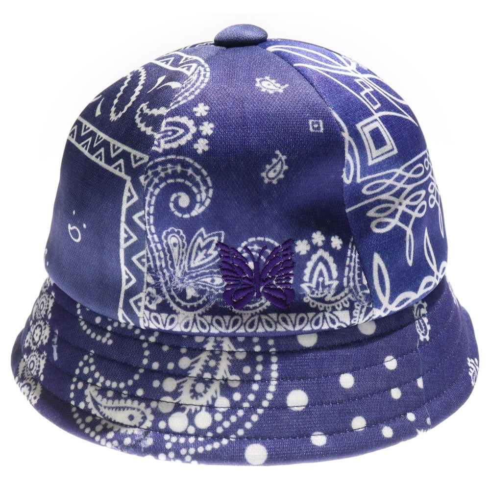 Needles(ニードルス) ×MIYAGIHIDETAKA ミヤギヒデタカ バンダナ柄 フロントロゴデザイン バケットハット 帽子 ブルー