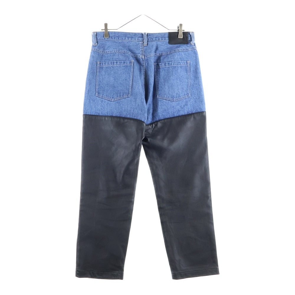 Stein(シュタイン) 22SS LEATHER COMBINATION DENIM JEANS レザー切り替え マルチポケット デニムパンツ インディゴ/ブラック ST.362