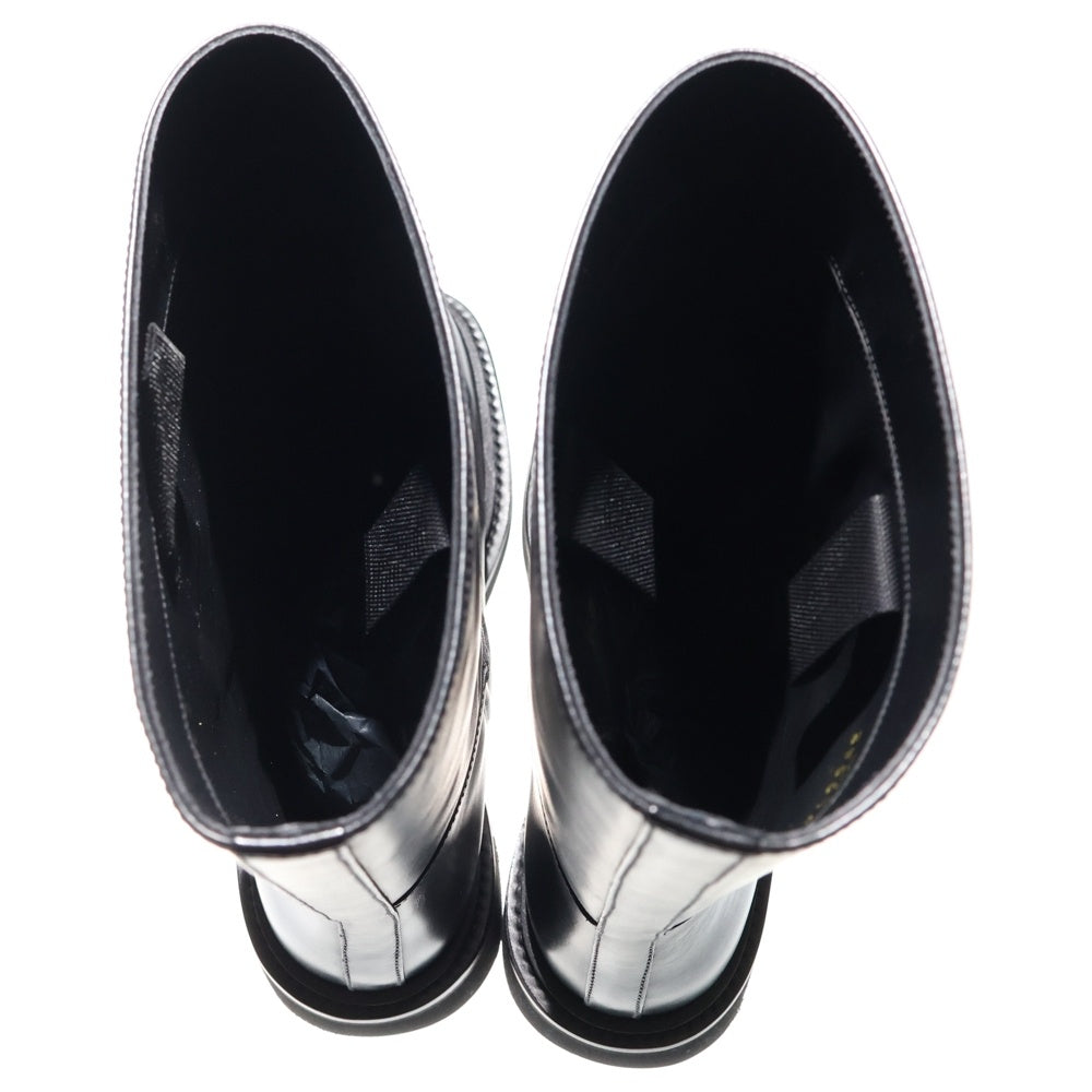 美品　PRADA スクエアトゥ ロングブーツ ブラック　レザー 36.5 PRADA(プラダ) スクエアトゥ プラットフォーム レザーロングブーツ