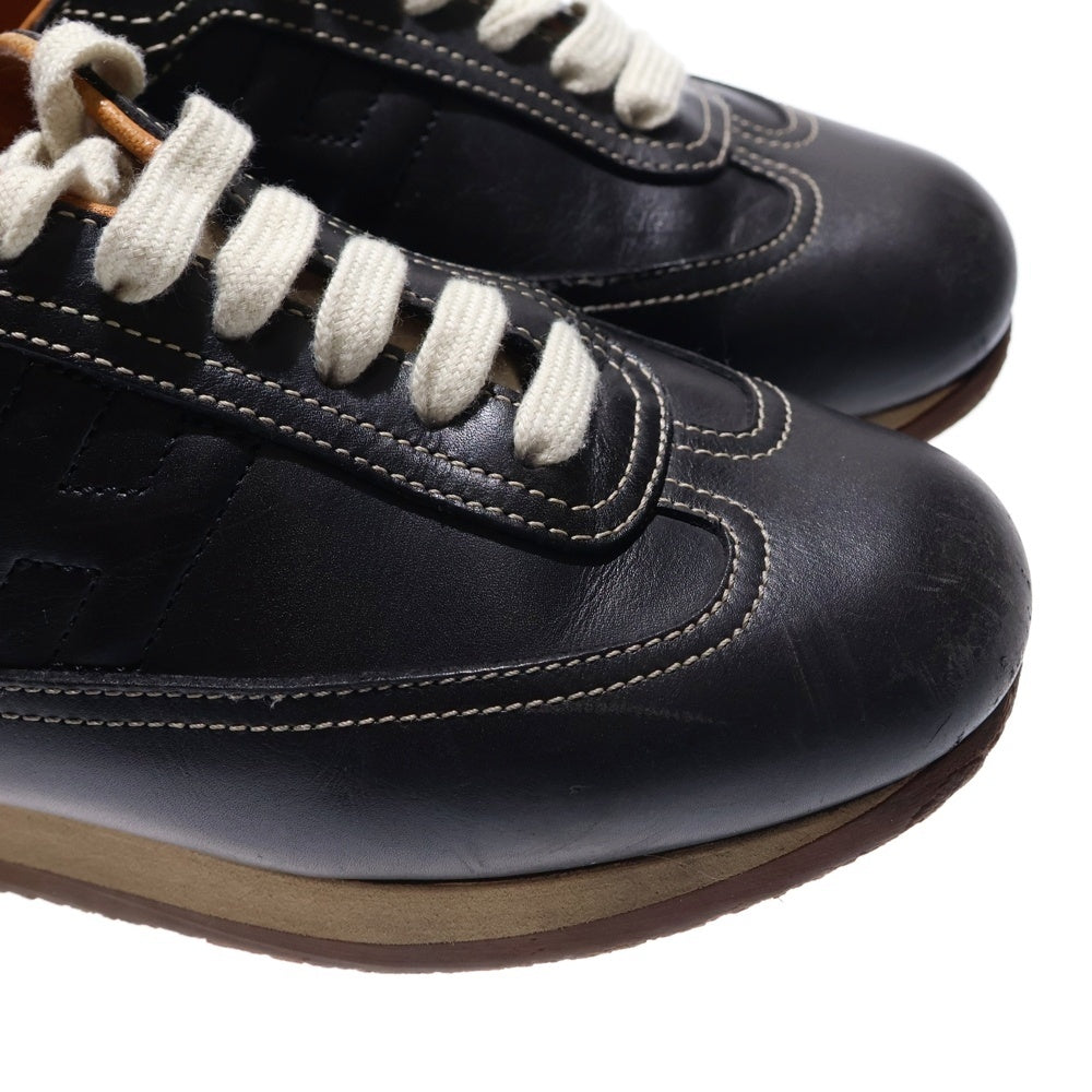 HERMES(エルメス) クイック Hロゴ レザー ローカットシューズ スニーカー ブラウン