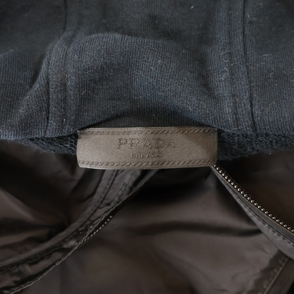 PRADA(プラダ) 19SS スウェット 切替 ナイロン ジップアップ ジャケット ブラック SJC568 R191