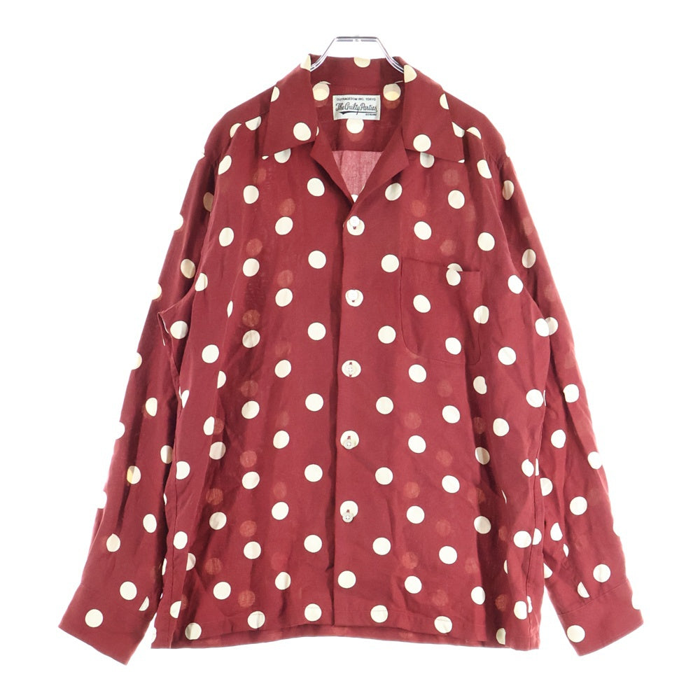 WACKO MARIA(ワコマリア) 23SS DOTS HAWAIIAN SHIRT L/S ドット柄 胸ポケット オープンカラー ハワイアン長袖シャツ レッド 23SSE-WMS-HI03