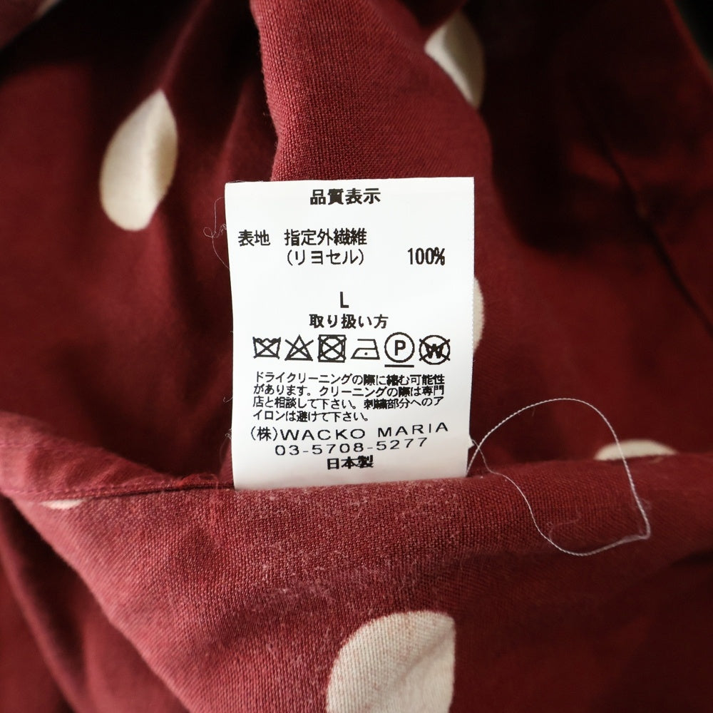 WACKO MARIA(ワコマリア) 23SS DOTS HAWAIIAN SHIRT L/S ドット柄 胸ポケット オープンカラー ハワイアン長袖シャツ レッド 23SSE-WMS-HI03