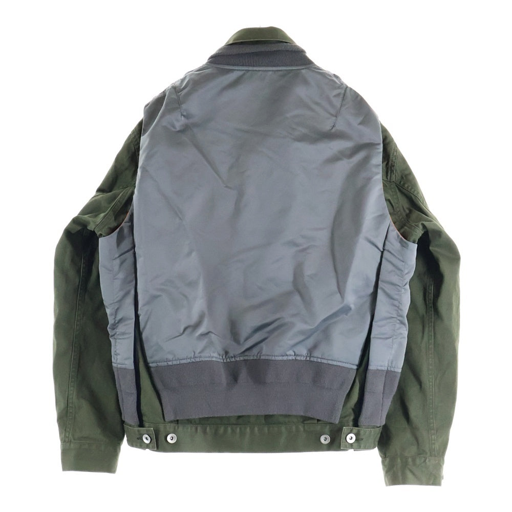 Sacai(サカイ) 22AW NYLON TWILL MIX BLOUSON ナイロン ツイル ミックス マルチポケット ジップアップ ボンバージャケット グレー/カーキ 22-02825M