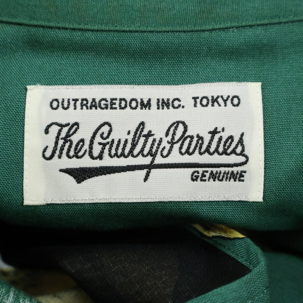 WACKO MARIA(ワコマリア) ×56TATOO STUDIO HAWAIIAN SHIRTS L/L 56タトゥー スタジオ フロントドクロデザイン 胸ポケット オープンカラー ハワイアン長袖シャツ グリーン