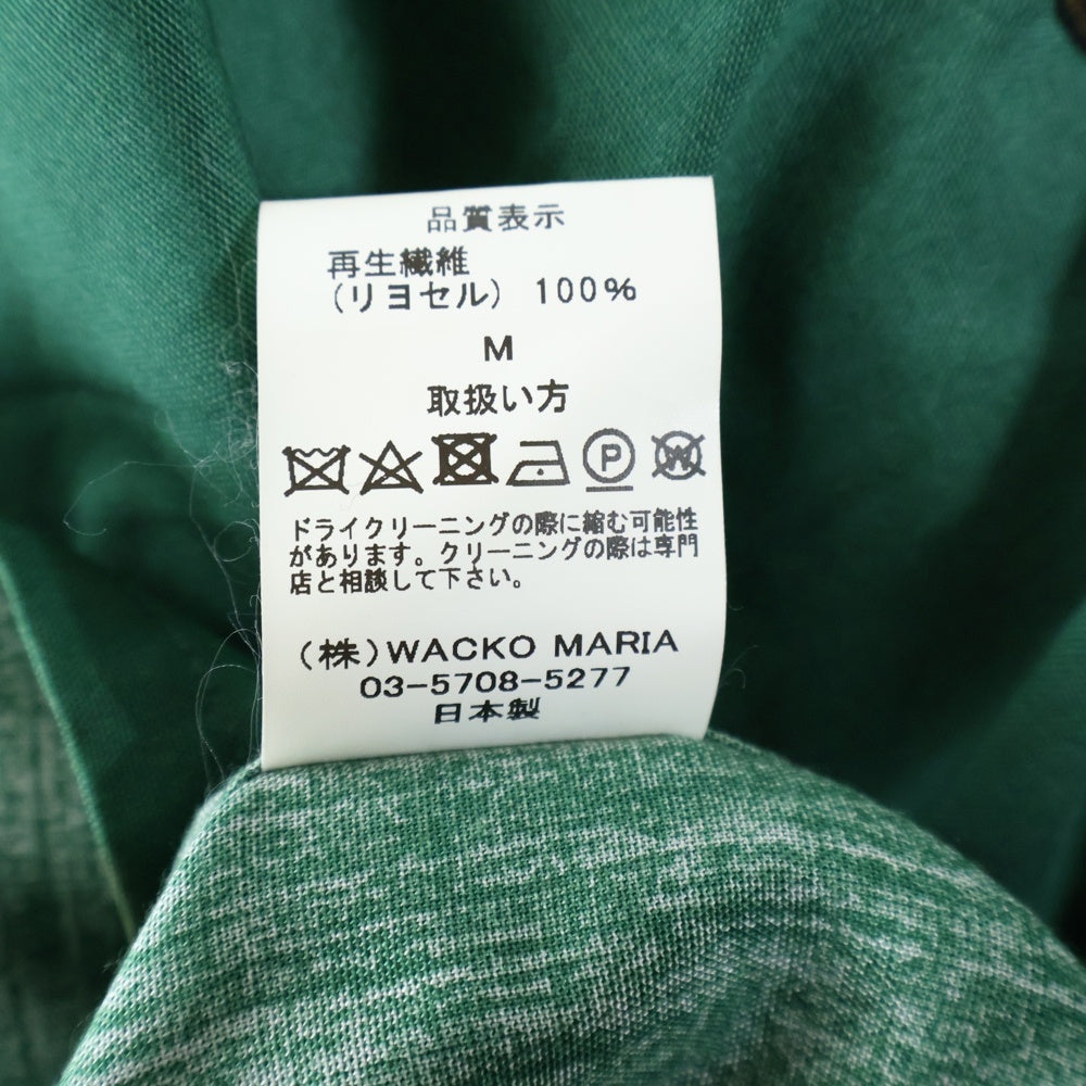 WACKO MARIA(ワコマリア) ×56TATOO STUDIO HAWAIIAN SHIRTS L/L 56タトゥー スタジオ フロントドクロデザイン 胸ポケット オープンカラー ハワイアン長袖シャツ グリーン
