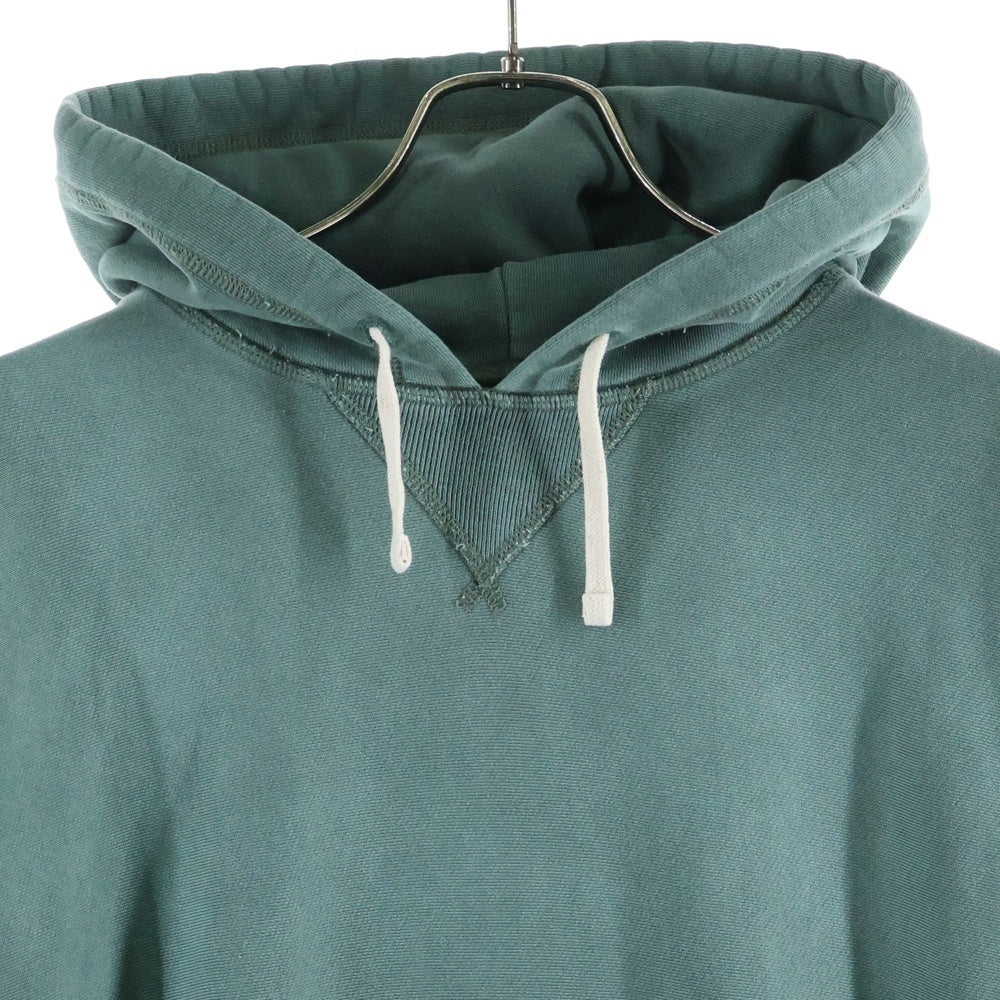 RRL(ダブルアールエル) ダメージ加工 カンガルーポケット ドローストリング フーデッド スウェット パーカー グリーン