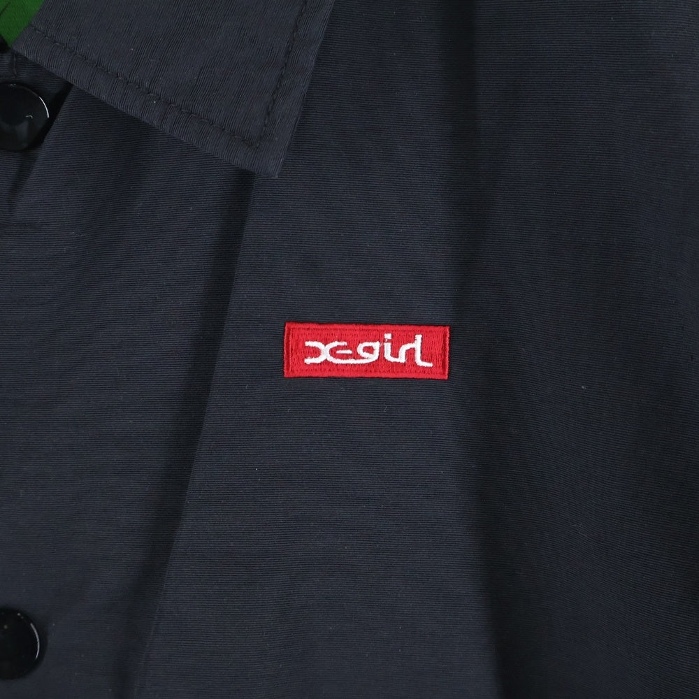 X-GIRL(エックスガール) バックローズプリント ナイロン コーチジャケット レディース ブラック