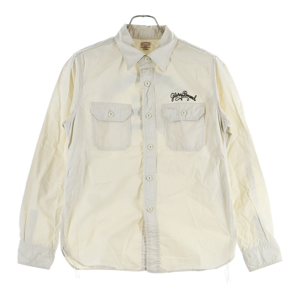 NO BRAND(ノーブランド) GLORY BOUND グローリーバウンド コットン オープンカラー 長袖シャツ ホワイト