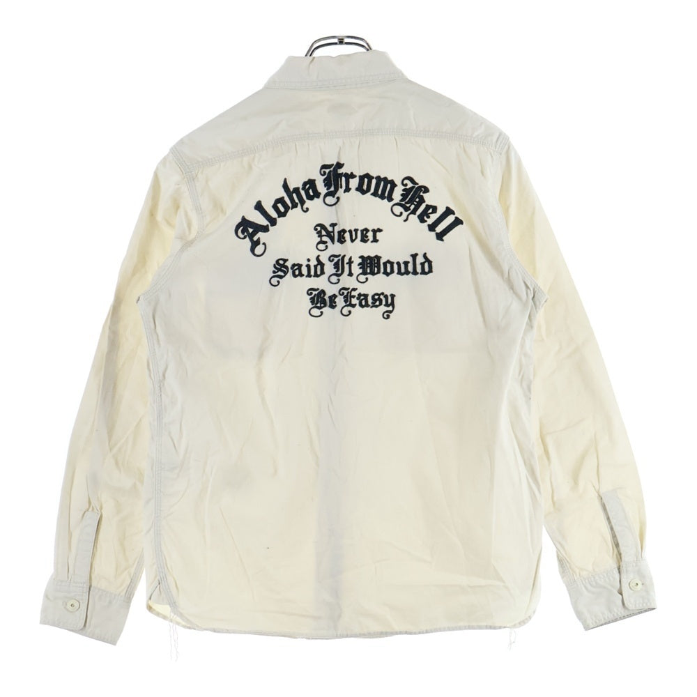 NO BRAND(ノーブランド) GLORY BOUND グローリーバウンド コットン オープンカラー 長袖シャツ ホワイト