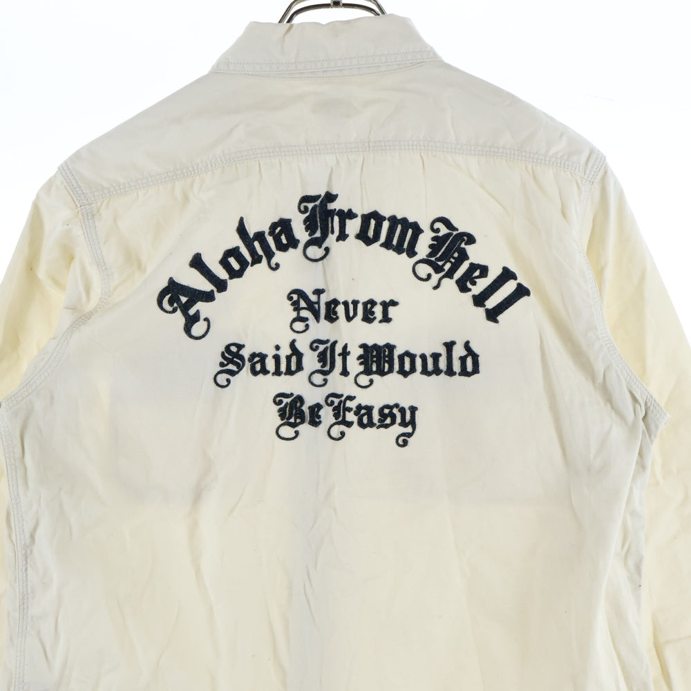 NO BRAND(ノーブランド) GLORY BOUND グローリーバウンド コットン オープンカラー 長袖シャツ ホワイト