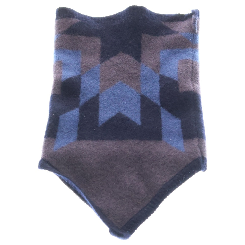 TAKAHIROMIYASHITA The SoloIst.(タカヒロミヤシタザソロイスト) 総柄 ウール ネックウォーマー ネイビー/ブルー sk.0005AW19