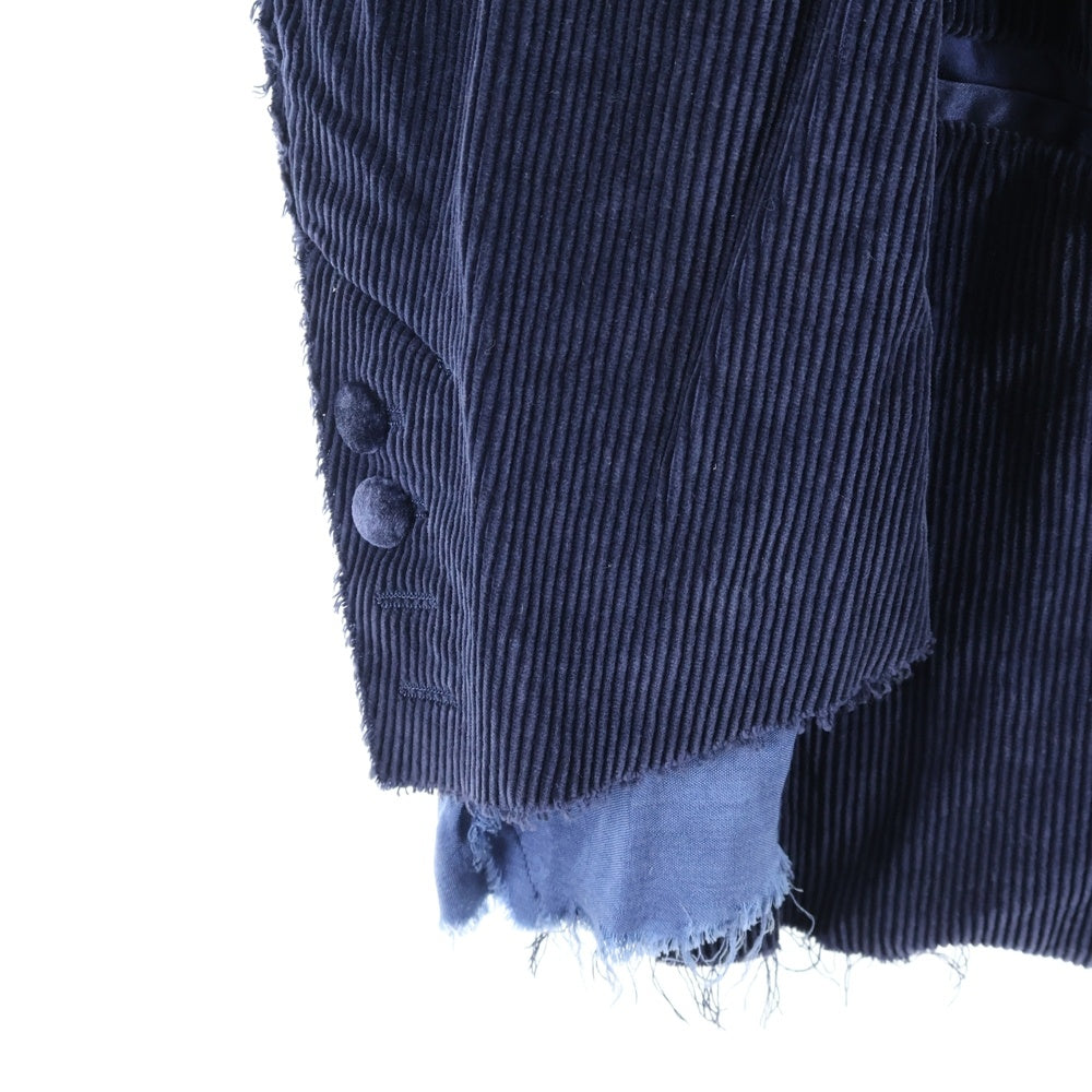 TAKAHIROMIYASHITA The SoloIst.(タカヒロミヤシタザソロイスト) SHAWL COLLAR 1-B JACKET ショールカラー カシミアコーデュロイ カットオフ 1B テーラードジャケット ネイビー sg.0151b