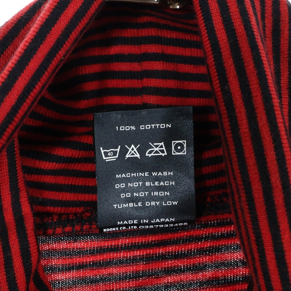 NUMBER (N)INE(ナンバーナイン) 05AW ARCHIVE HIGH STREET期 ハイストリート期 ボーダー ハイネック コットンニット セーター レッド/ブラック アーカイブ