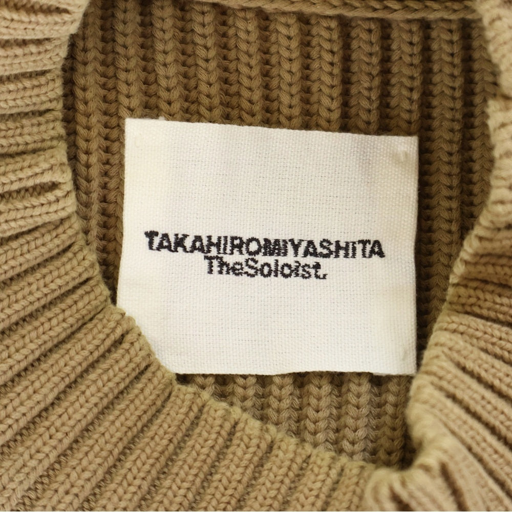 TAKAHIROMIYASHITA The SoloIst.(タカヒロミヤシタザソロイスト) 16SS モックネック コットンナイロンニット セーター ブラウン sk.0002SS16