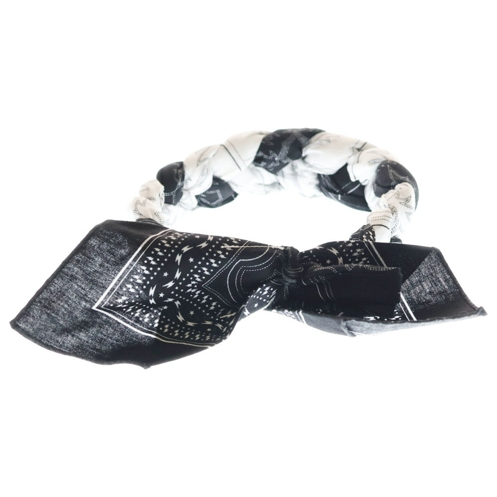 TAKAHIROMIYASHITA The SoloIst.(タカヒロミヤシタザソロイスト) 18SS ウエスタンバンダナ スカーフ ヘッドアクセサリー ブラック/ホワイト sa.0021SS18