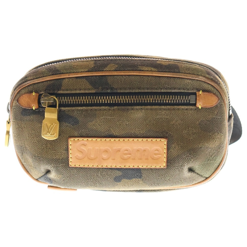 LOUIS VUITTON(ルイヴィトン) ×SUPREME シュプリーム バムバッグPM カモ柄キャンバス レザー ボディバッグ ウエストポーチ カーキ M44202 NZ2157