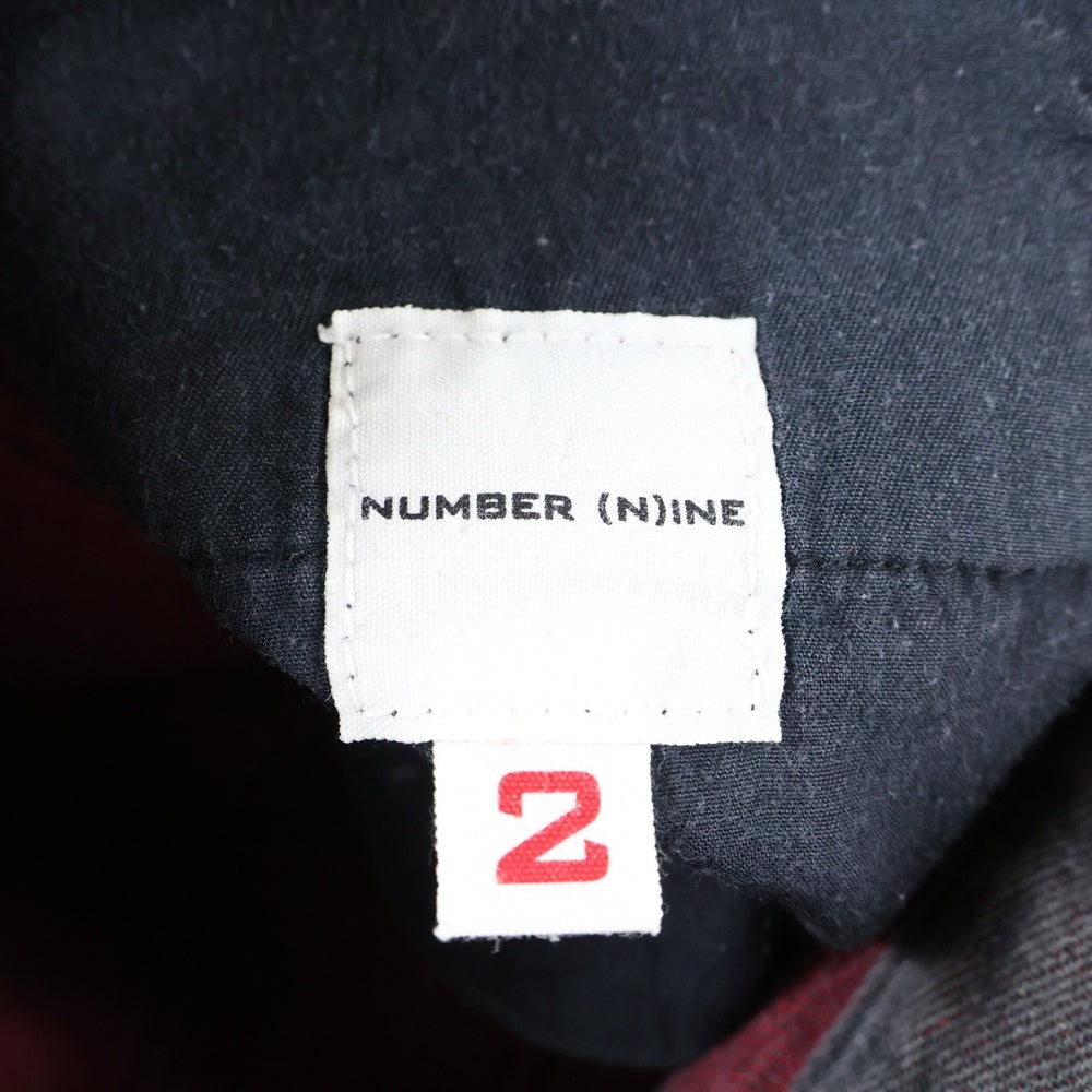 NUMBER (N)INE(ナンバーナイン) 99AW ARCHIVE ロックアイドル期 ダメージ加工 ボタンフライ デニムパンツ グレー/レッド アーカイブ