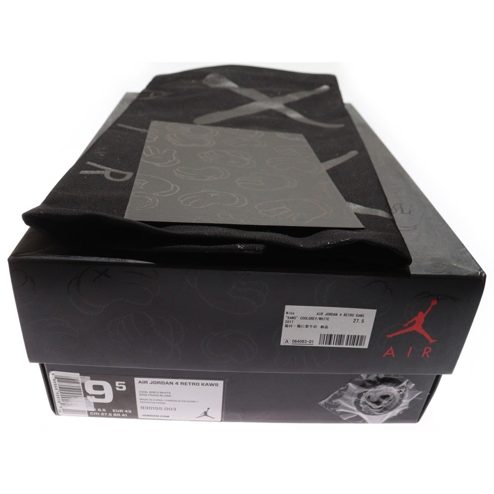 NIKE(ナイキ) ×KAWS AIR JORDAN 4 RETRO カウズ エアジョーダン4 レトロ ミッドカットスニーカー グレー US9.5/27.5cm 930155-003