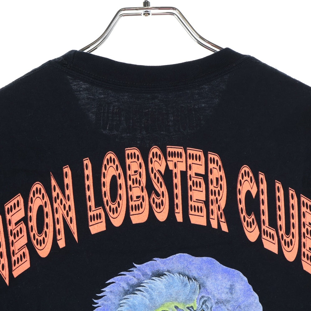 NO BRAND(ノーブランド) NEON LOBSTER CLUB (ネオンロブスタークラブ) ×HAMADARAKA ハマダラカ 両面プリント クルーネック半袖Tシャツ カットソー ブラック