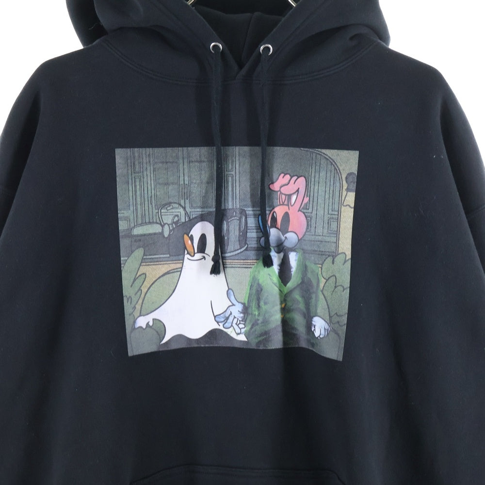 UNIFORM EXPERIMENT(ユニフォームエクスペリメント) 24SS ×Koichi Yairi コーイチ ヤイリ フロントプリント プルオーバースウェットパーカー フーディー ブラック UE-240062