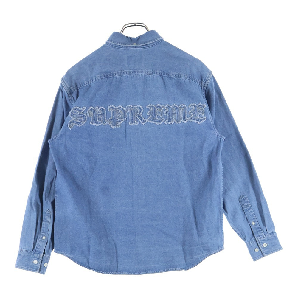 SUPREME(シュプリーム) 21AW Applique Denim Shirt アプリケ バックロゴデザイン 胸ポケット デニム 長袖シャツ インディゴ