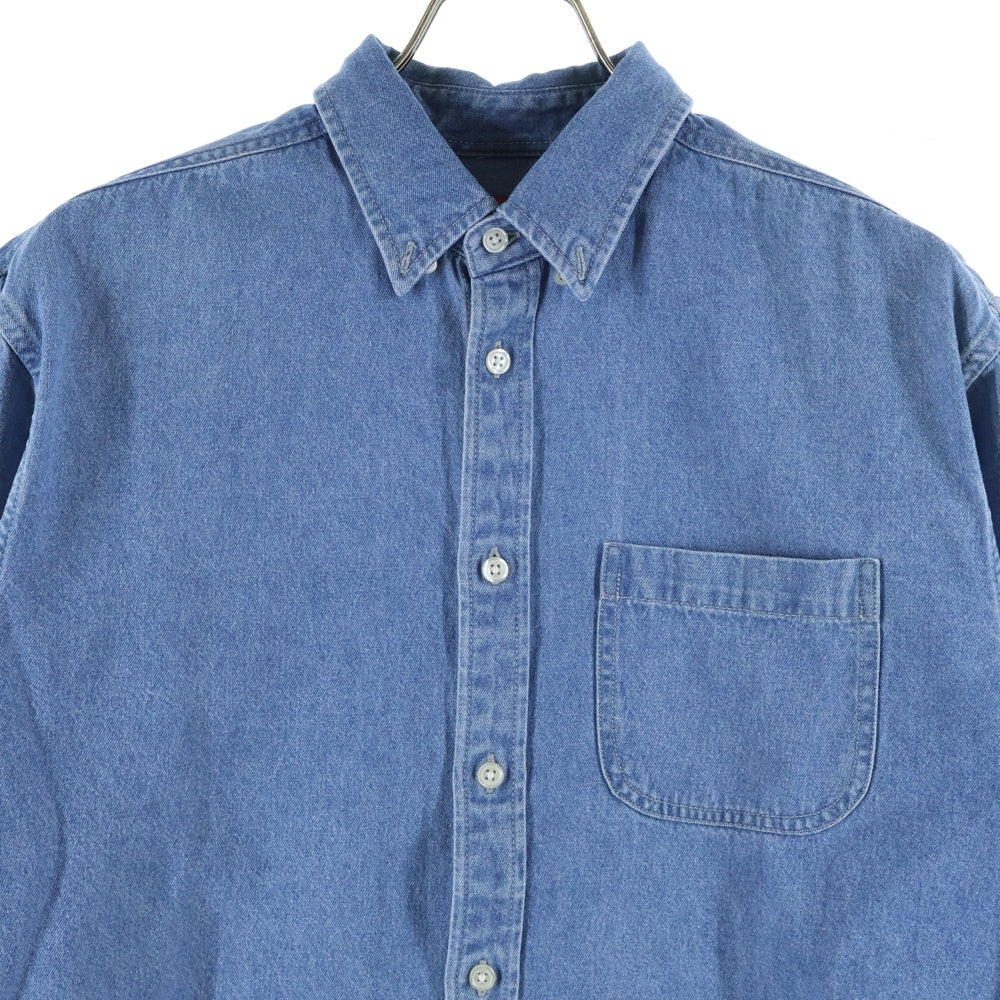 SUPREME(シュプリーム) 21AW Applique Denim Shirt アプリケ バックロゴデザイン 胸ポケット デニム 長袖シャツ インディゴ